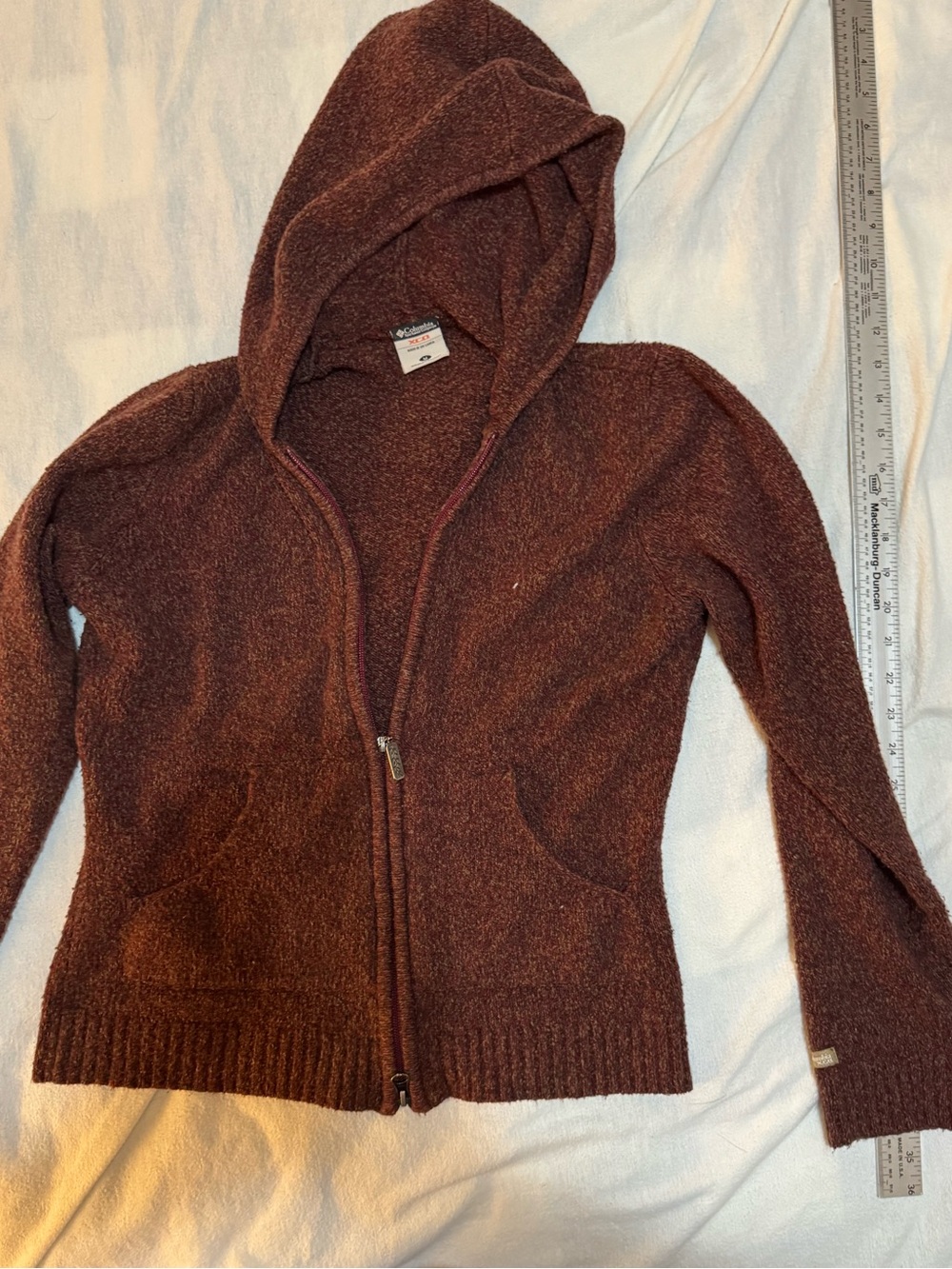 Columbia Women’s Brown Fleece Full Zip Hooded Jacket Size M Outdoor Hiking